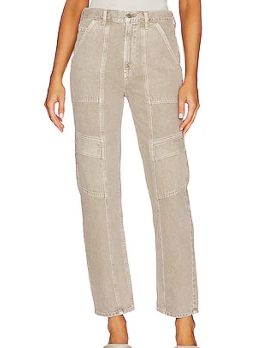 AGOLDE Cooper Cargo High Rise Utility Jeans Beige Size 29 Organic Cotton